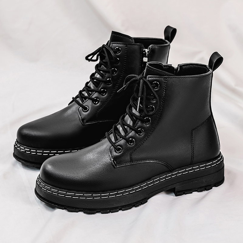 Mens Fashion Modern - Men's 4-Season Black Patent Leather Motorcycle