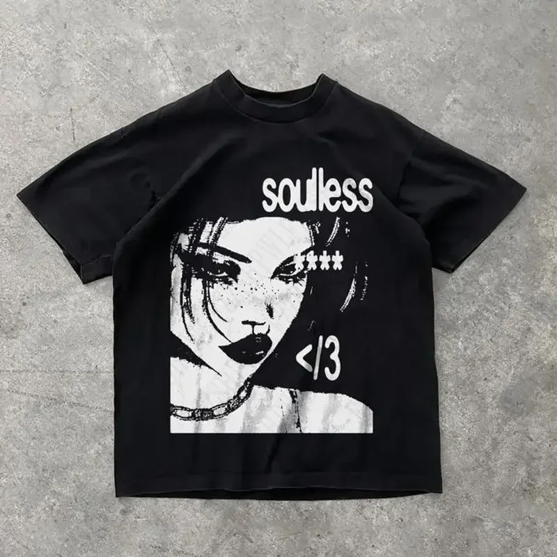 Mens Fashion In The 2000S - Punk Aesthetics Graphic Print Cotton T-shirt