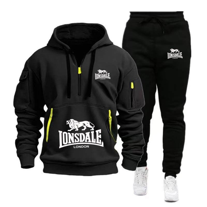 Track Suit Men - LONSDALE Men's Kangaroo Pocket Hoodie Set