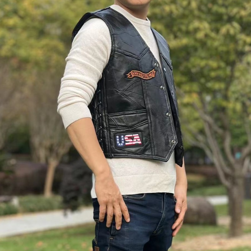 NEW Motorcycle Vests Men Cafe  - Men'S Fashion Leather Jacket recension och pris