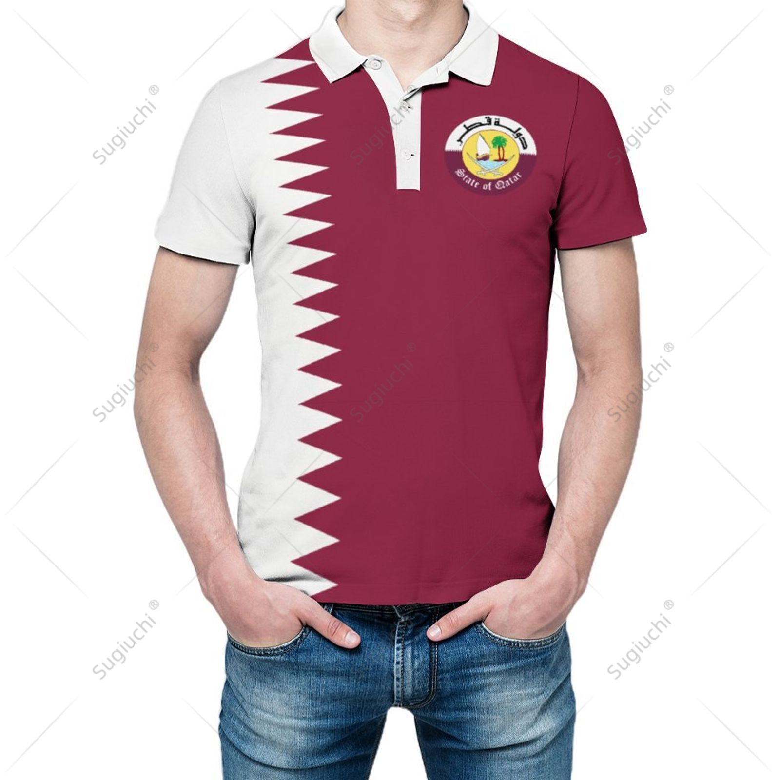 Unisex Polo Shirt Qatar Flag 3 - Men'S Fashion Qatar recension och pris