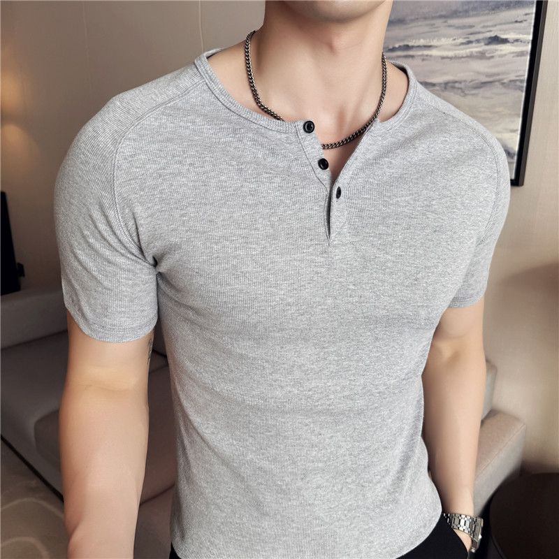 Men's Slim Fit Henley T-Shirt  - Muscle Tee Workout recension och pris