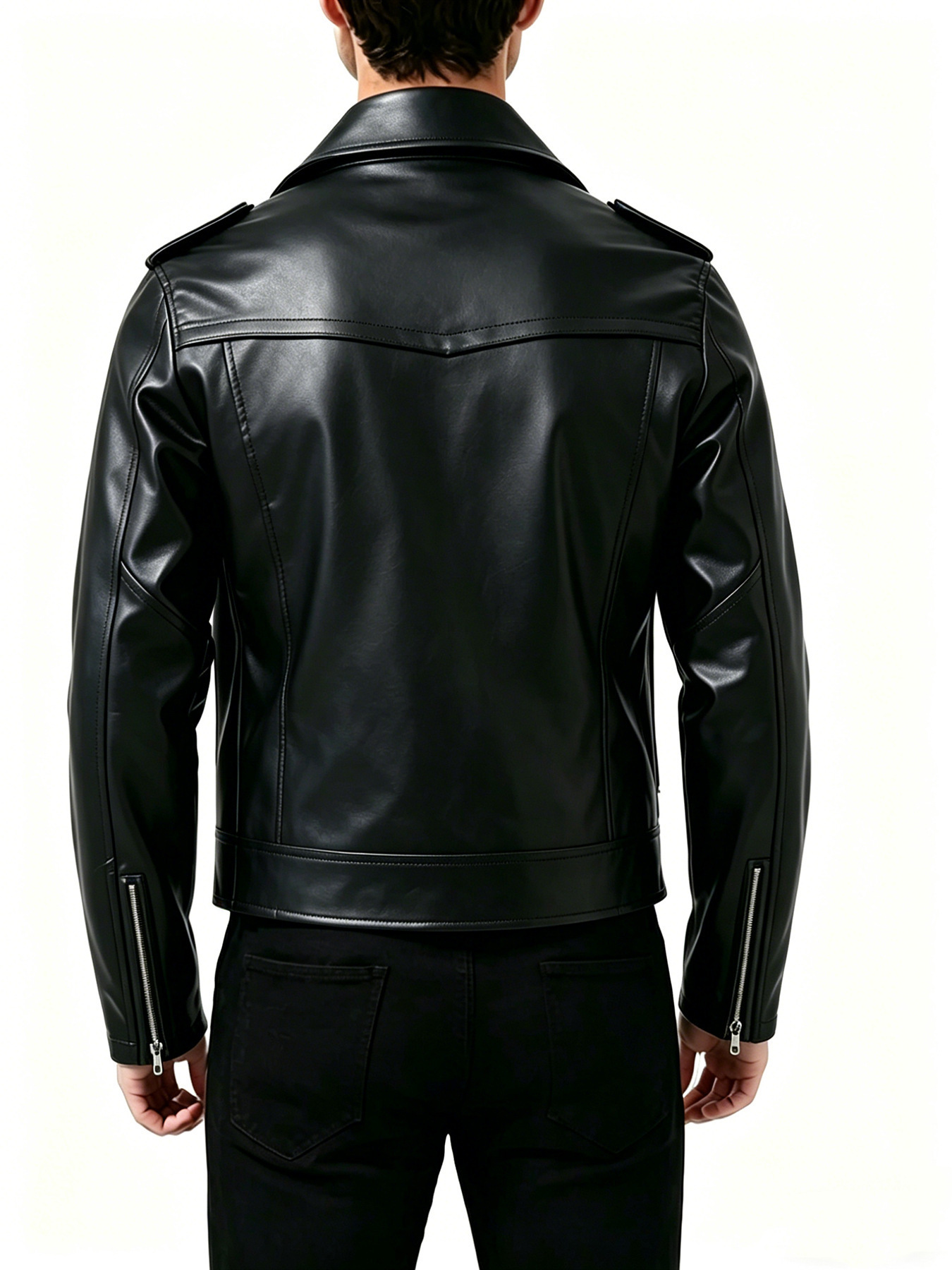 Casual Men's Jacket Zipper Sli - Men'S Fashion Leather Jacket recension och pris