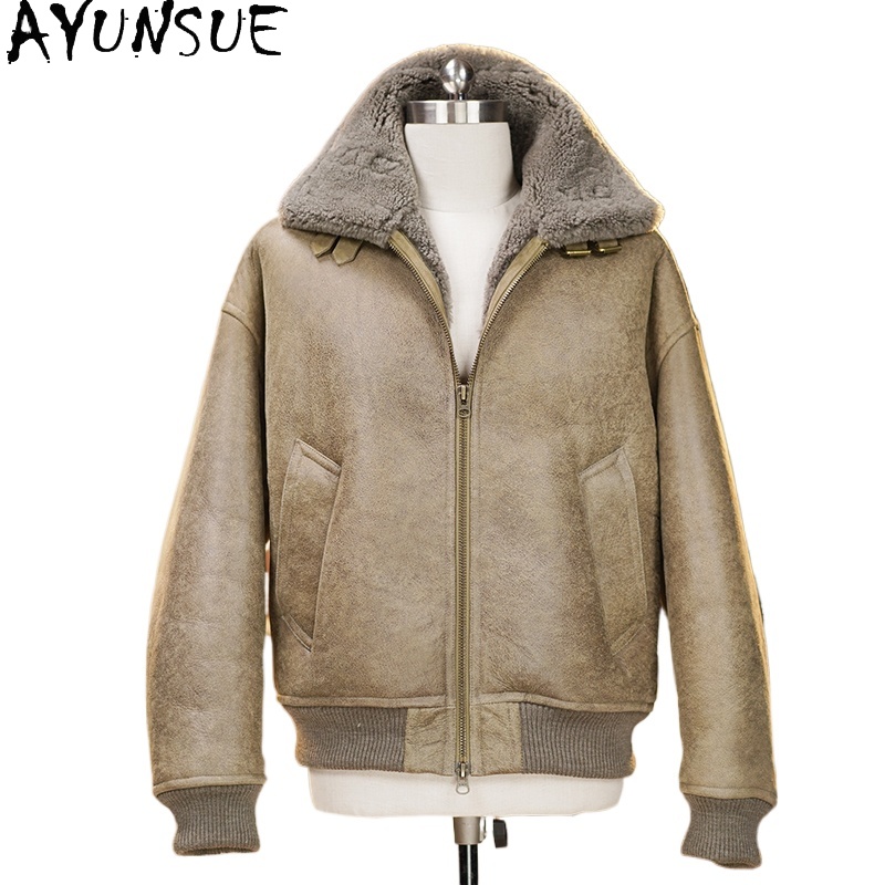 AYUNSUE High-end Natural Fur C - Men'S Fashion Leather Jacket recension och pris