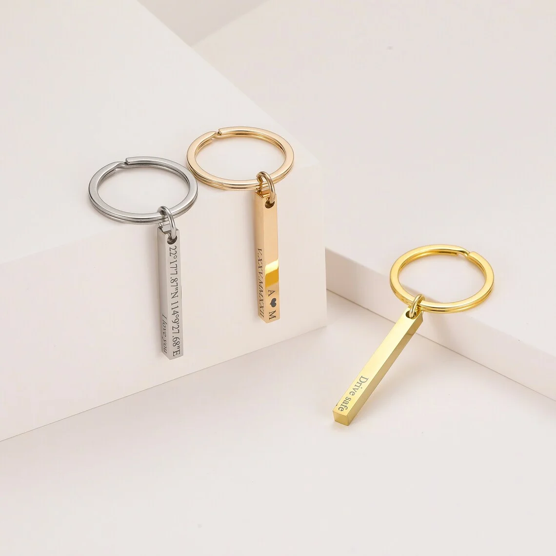 Personalized Engraved Bar Keyc - Men'S Fashion Gold Chain recension och pris