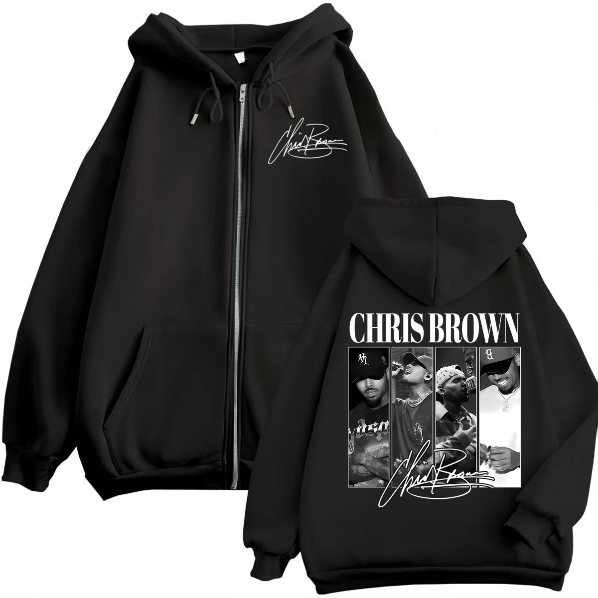 Rapper Chris Brown Graphic Zip - Mens Fashion Zip Up Hoodies recension och pris