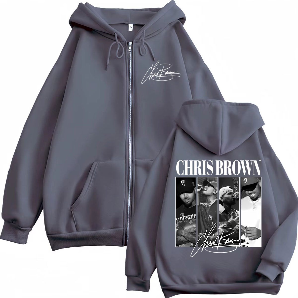 Rapper Chris Brown Graphic Zip - Mens Fashion Zip Up Hoodies recension och pris