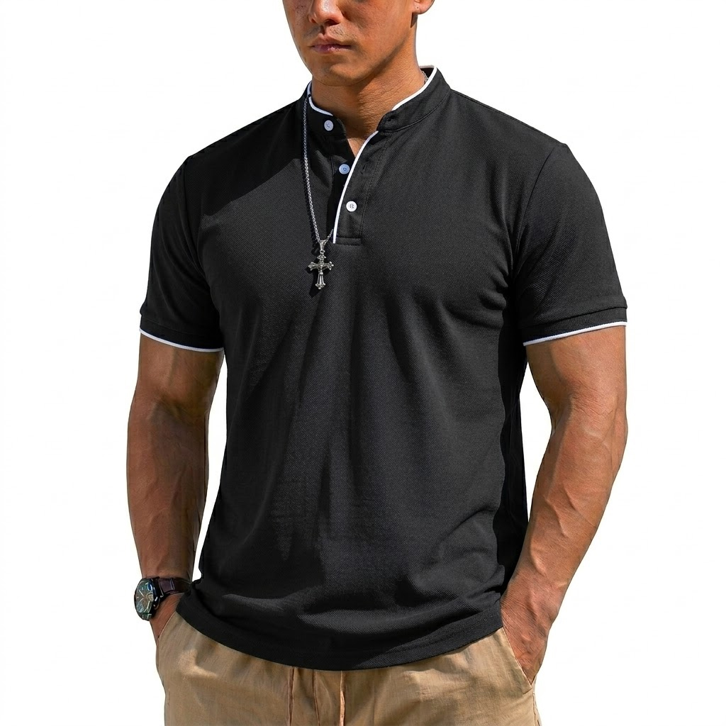 Summer Short Sleeve Henley Shi - Mens Fashion Modern recension och pris