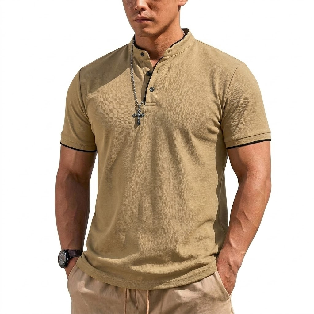 Summer Short Sleeve Henley Shi - Mens Fashion Modern recension och pris