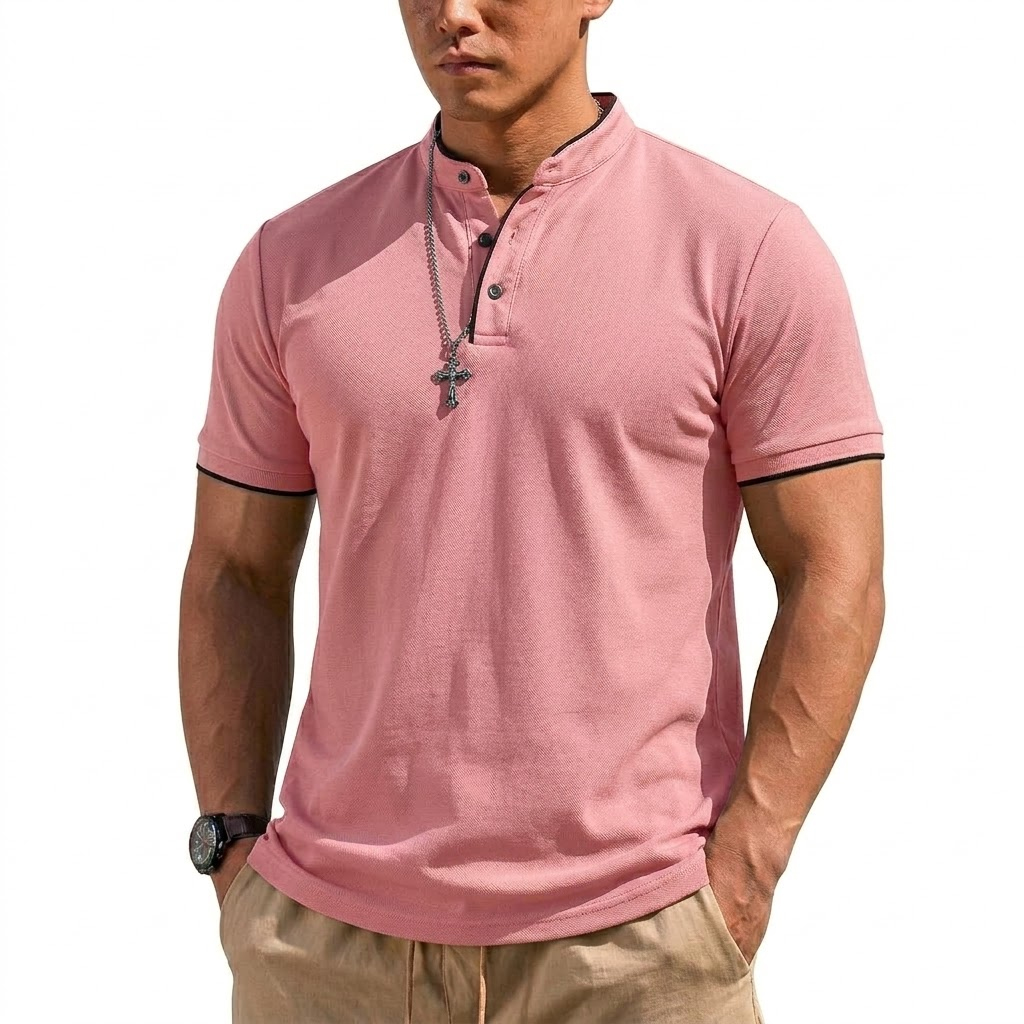 Summer Short Sleeve Henley Shi - Mens Fashion Modern recension och pris