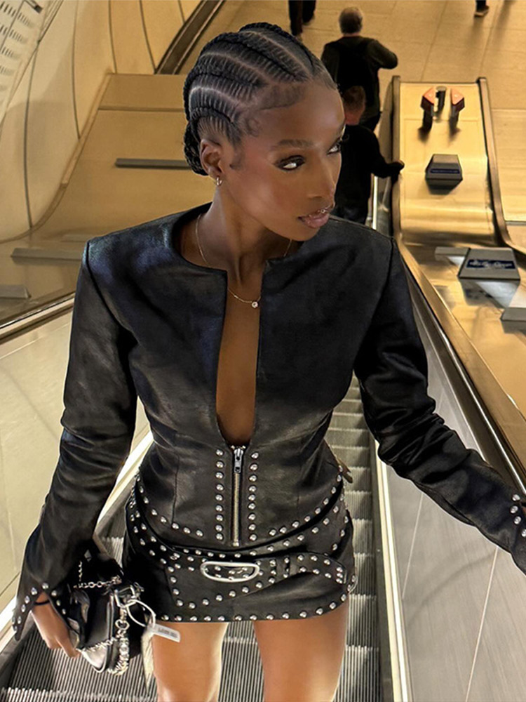 Y2k Leather Skirt Set Women Ri - Men'S Fashion Outfits 2026 recension och pris