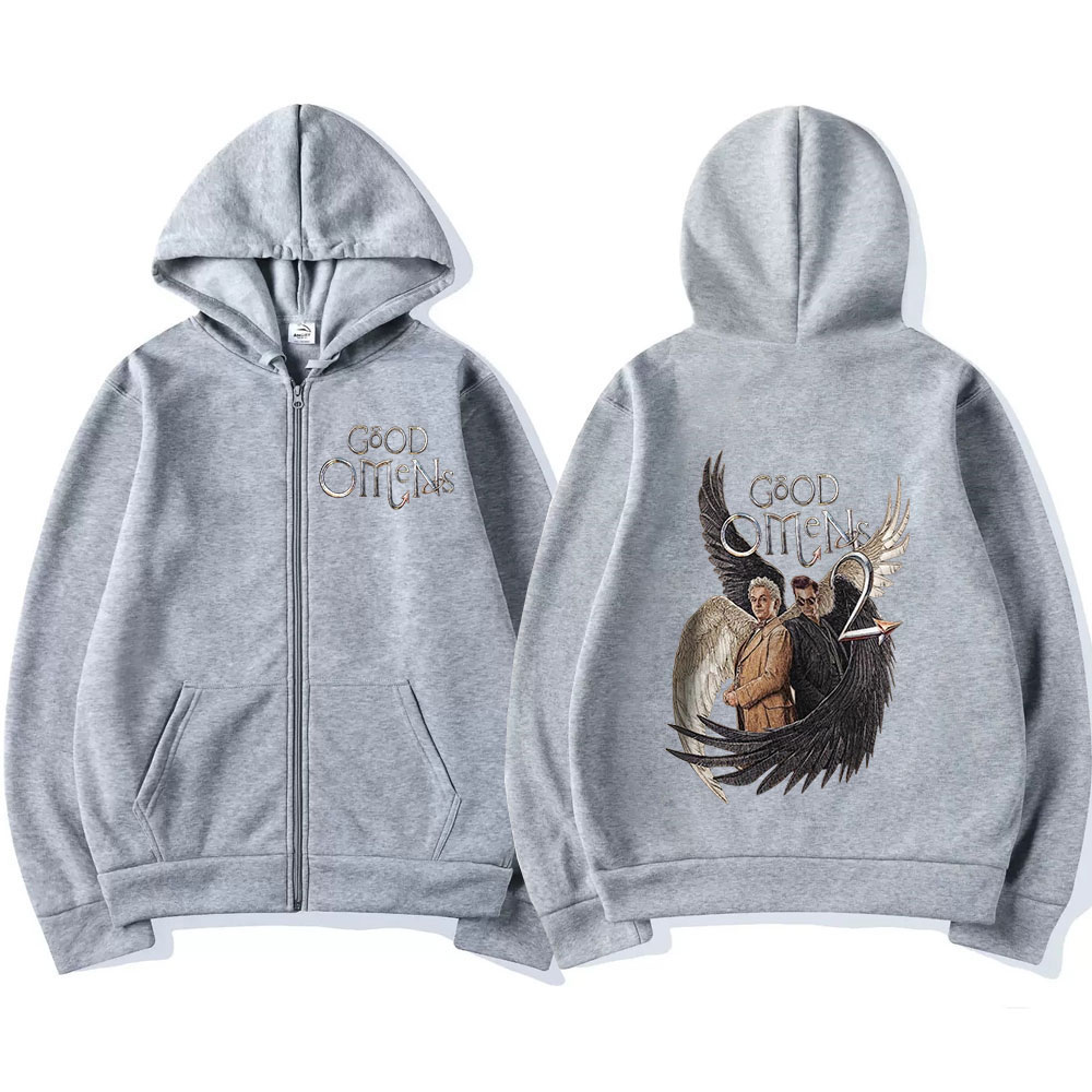 Good Omens Zipper Hoodies Men  - Mens Fashion Zip Up Hoodies recension och pris